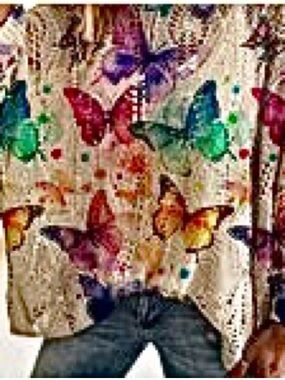 Women's Loose Knit Multicolor Butterfly Print Top - Casual Tunic. Size  M. NWT.